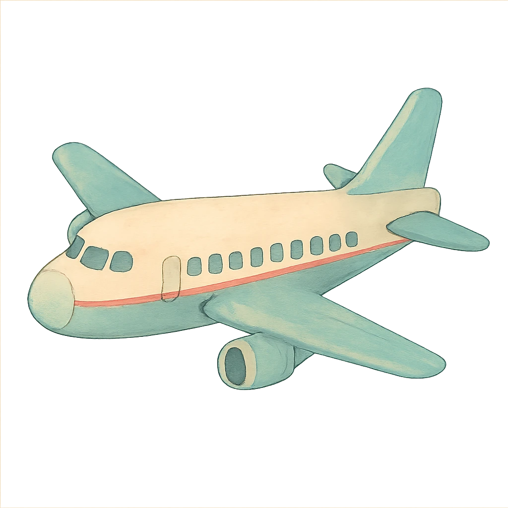 passenger plane, ghibli icon style, soft colors, whimsical atmosphere emoji