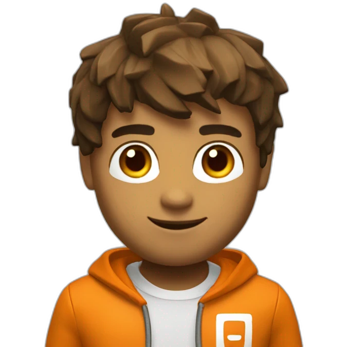 Roblox, com casaco laranja emoji