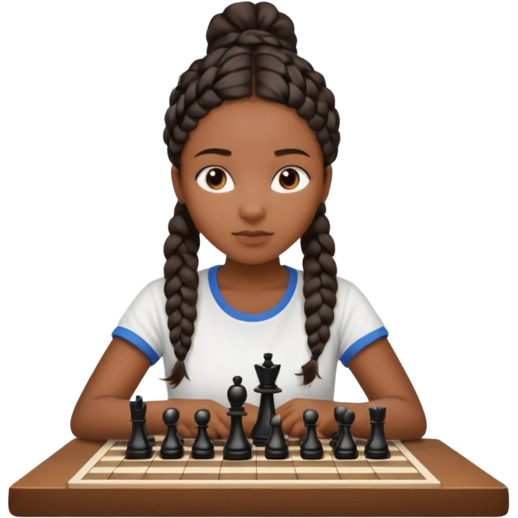 black girl with braid playing chess emoji