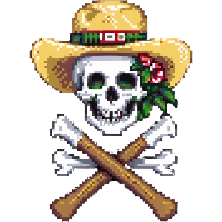 One Piece Straw Hat Pirates Jolly Roger flag with skull wearing straw hat emoji