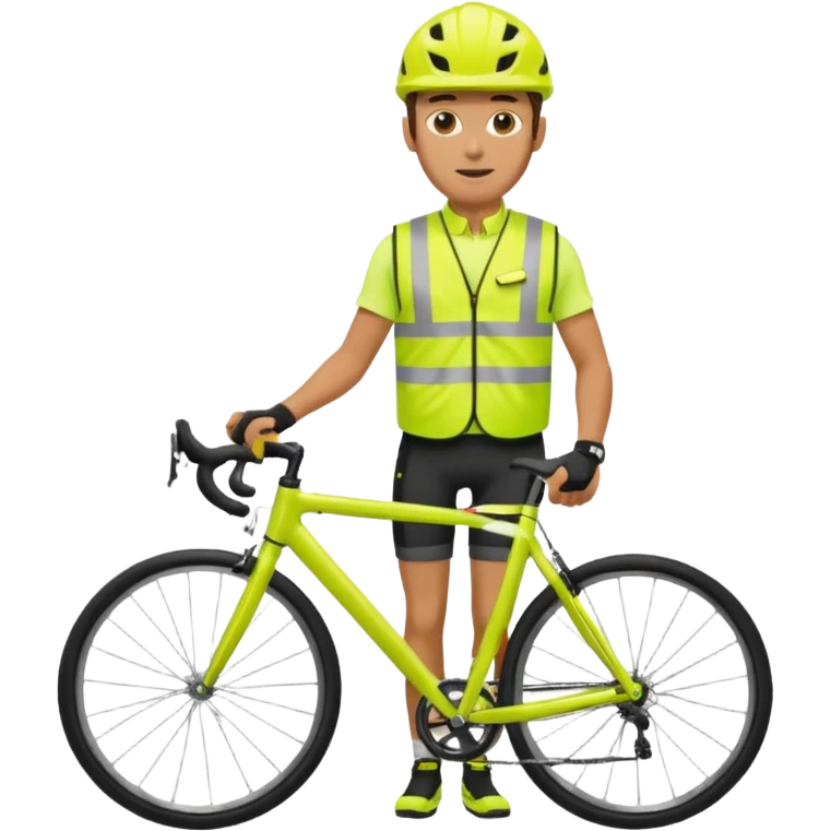 Cyclist with hi-vis vest, while cycling emoji