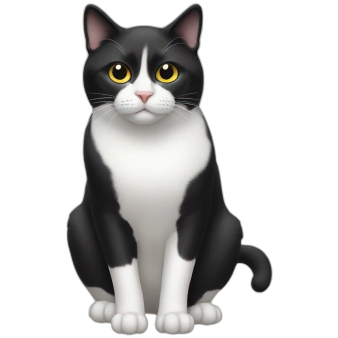 Tuxedo cat with black dot above nose emoji