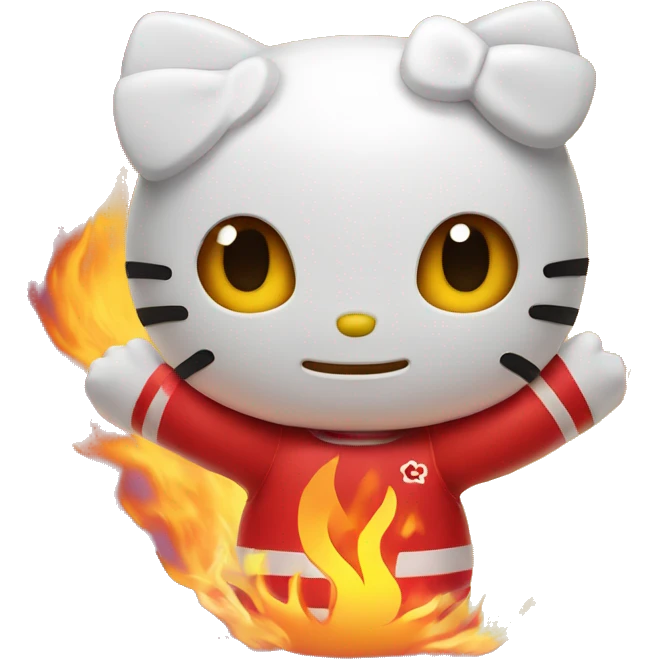 Hello kitty with fire in the background  emoji