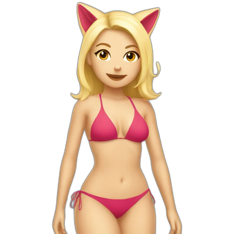 hot catgirl blonde swim suit emoji