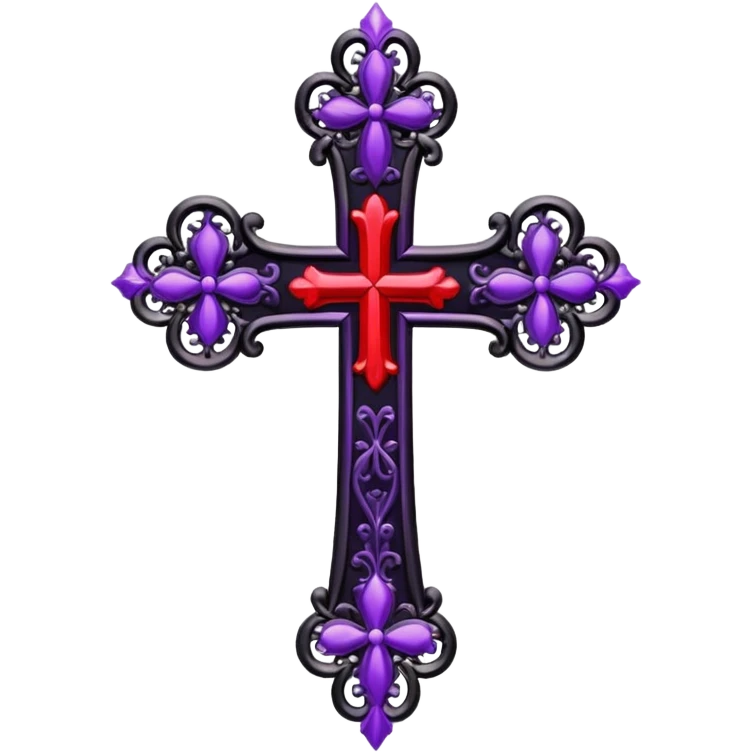 Gothic tall black and red and purple cross with white laces emoji