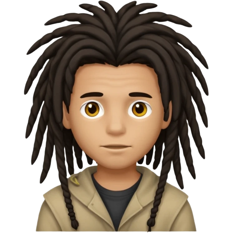 Dark-haired boy with medium-sized dreadlocks that cover part of his face emoji