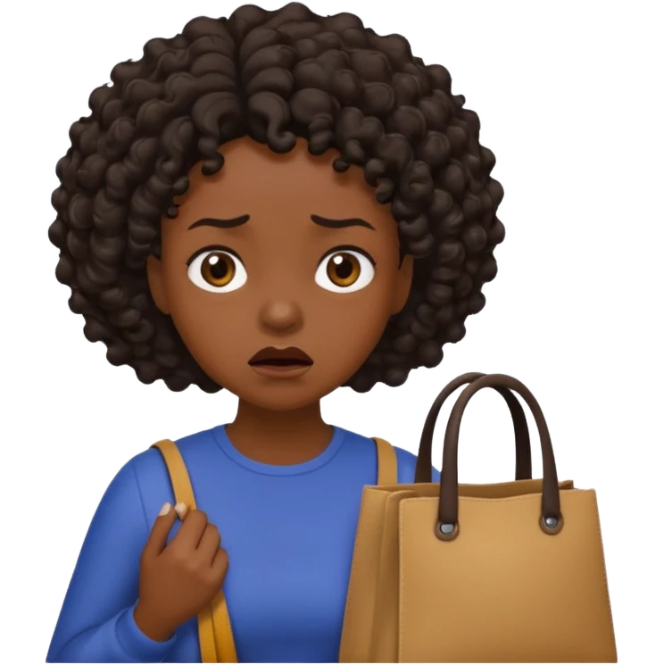 Black women scared and clutching bag in disgust emoji