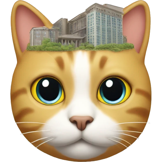 cat with a building in the head emoji