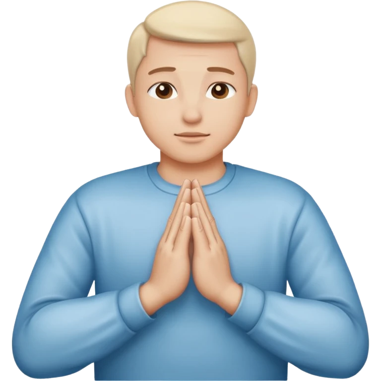 Create an Apple-style emoji of two hands pressed together in a praying gesture. The hands should be simplified, smooth, and cartoon-like, with soft gradients and glossy highlights typical of iOS emojis. Show only the hands, with no arms or background, isolated on a transparent background. emoji