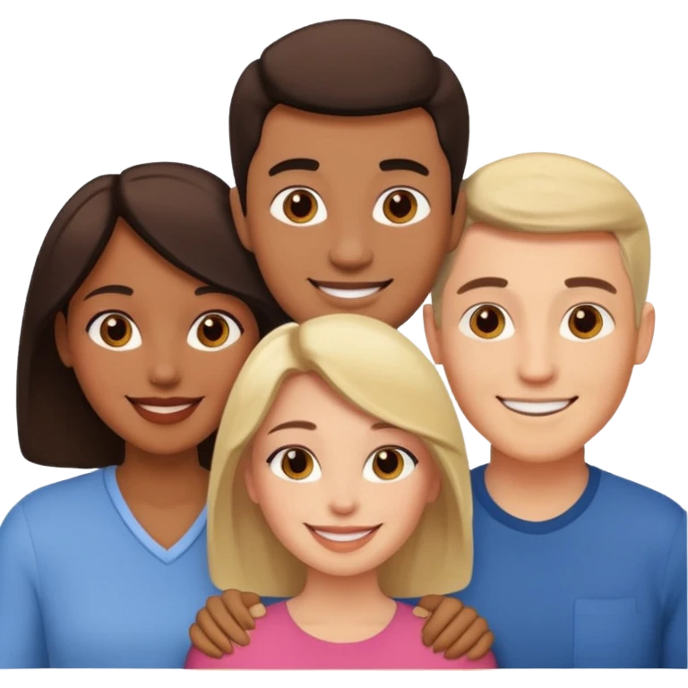 Un trouple : deux hommes  et une femme qui sont amoureux  ,  emoji