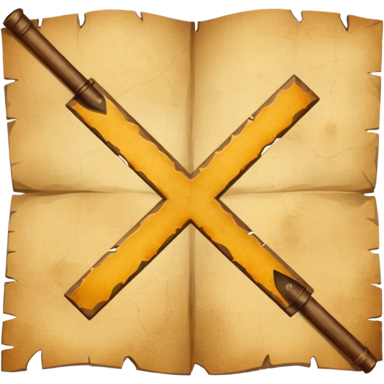 aged parchment map with X mark. emoji