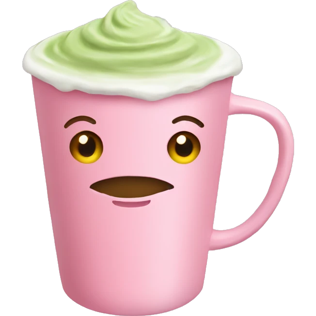 matcha latte in pink cup emoji