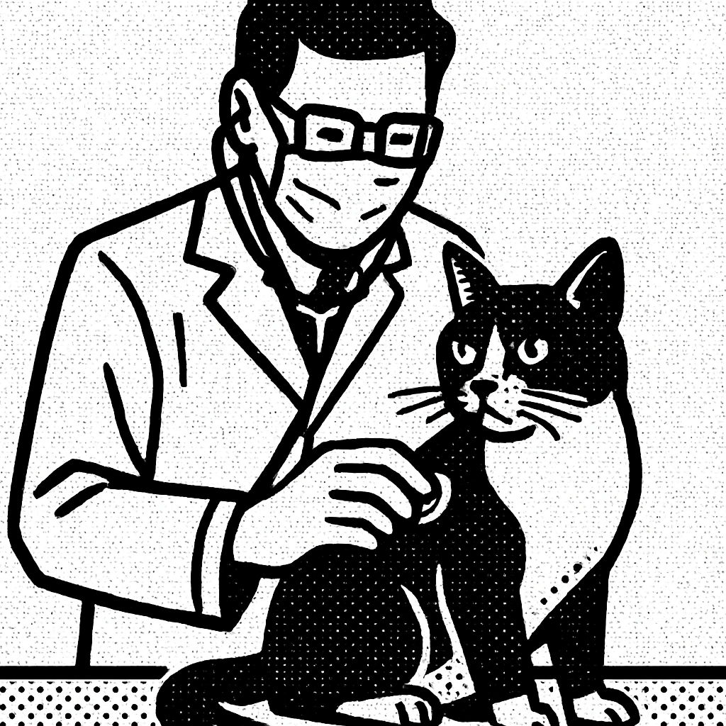 veterinarian examining a cat emoji