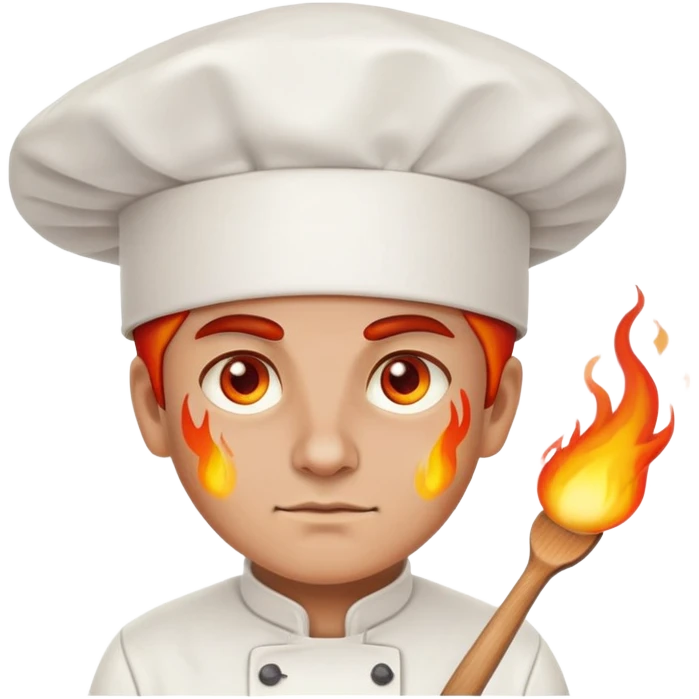 chef with blazing fire eyes, wearing chef hat emoji