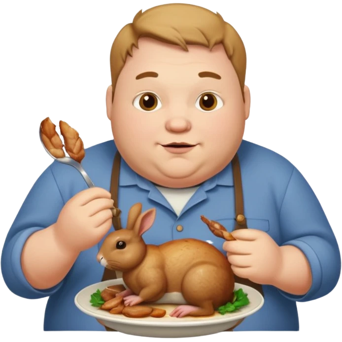 fat man eating rabbit emoji