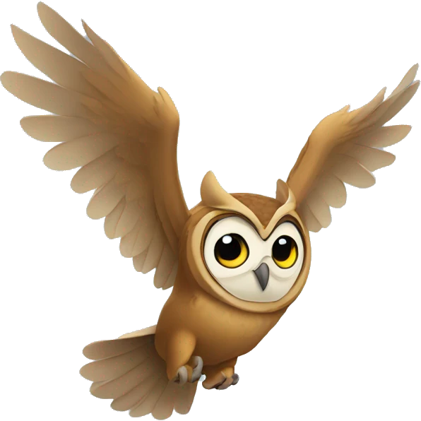 Owl flying with a message emoji