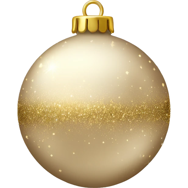 A shiny Beige and gold Christmas ornament ball with sparkles emoji