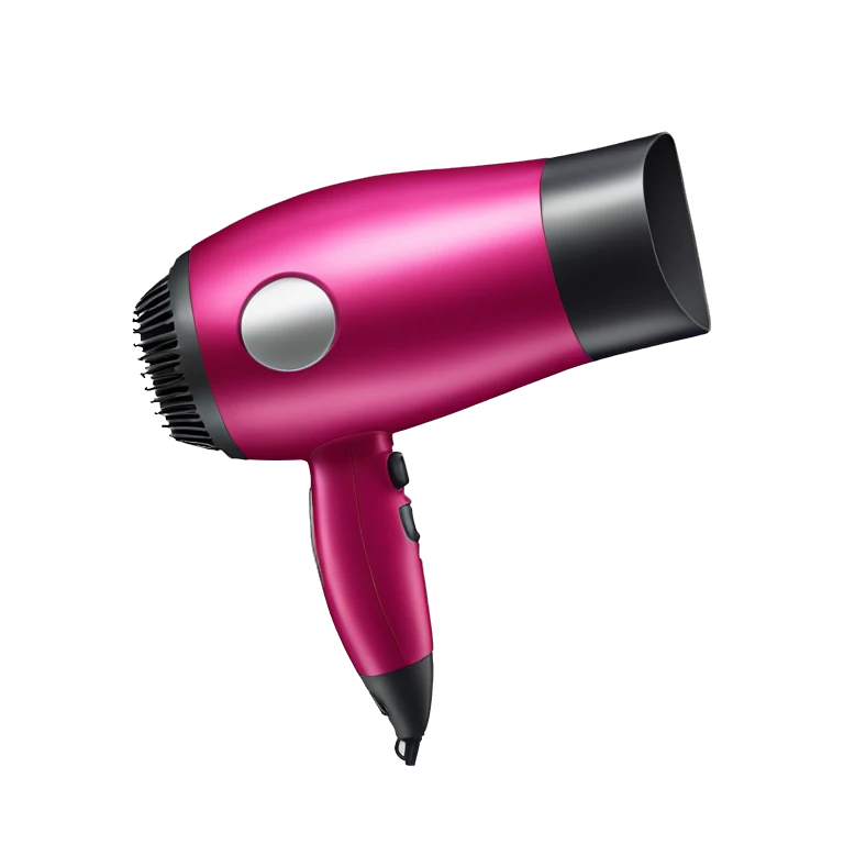 Realistic isolated raspberry color hair dryer emoji
