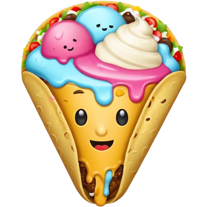 A taco pooping ice cream emoji