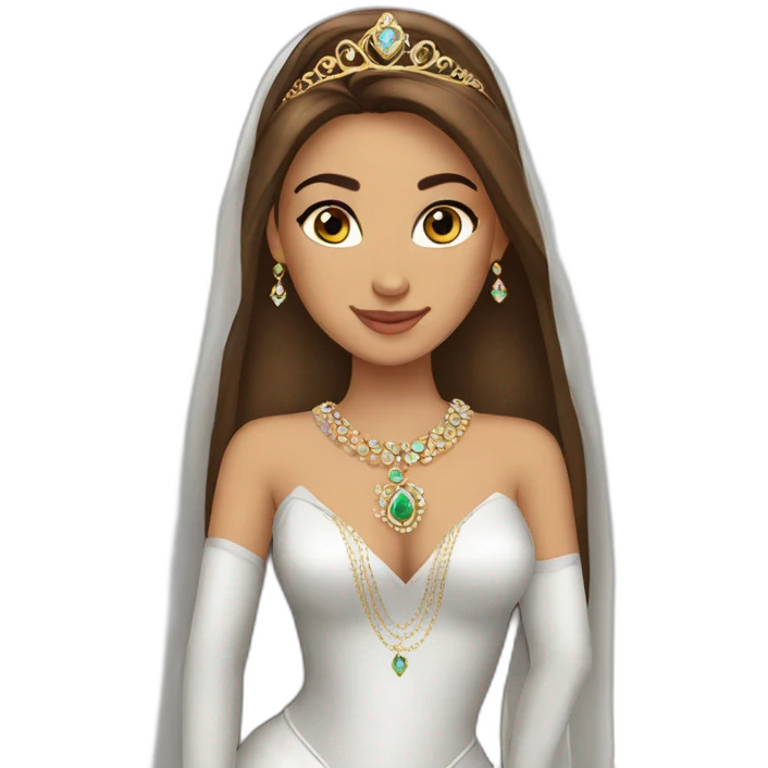princess arab brown hair jewerlery emoji