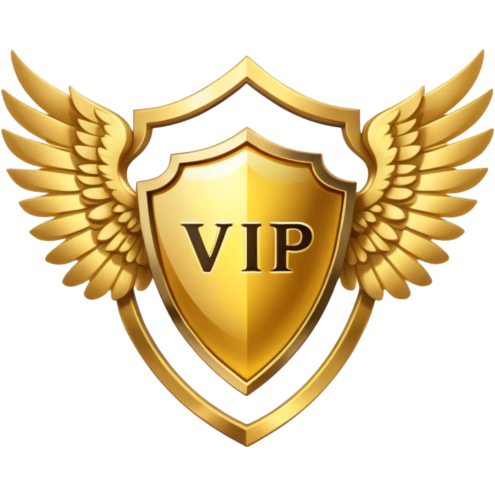Gold shield with wings and VIP text in the center emoji