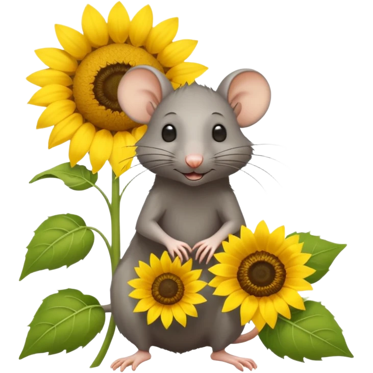 Starving rat next to a sunflower emoji