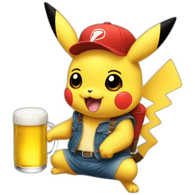 picachu boit une bière emoji