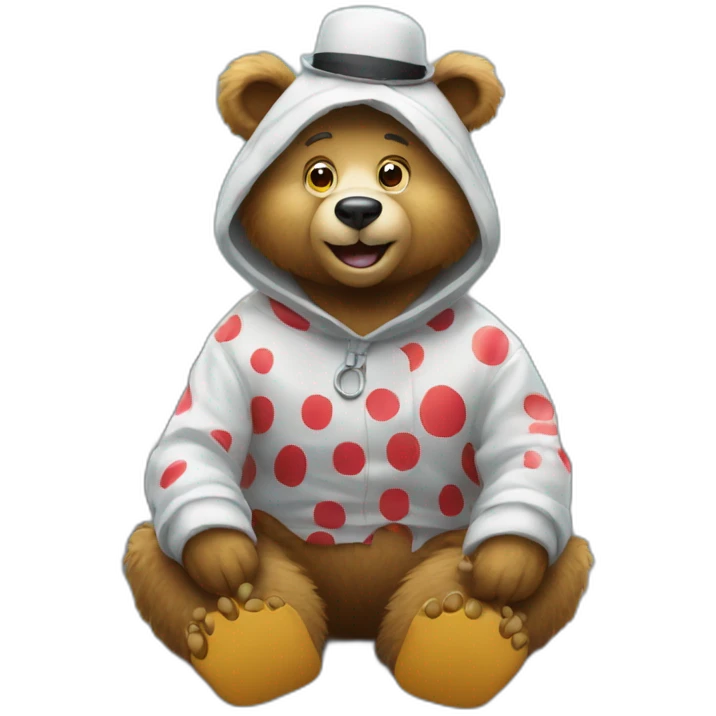 bear at car wash station like a clown emoji