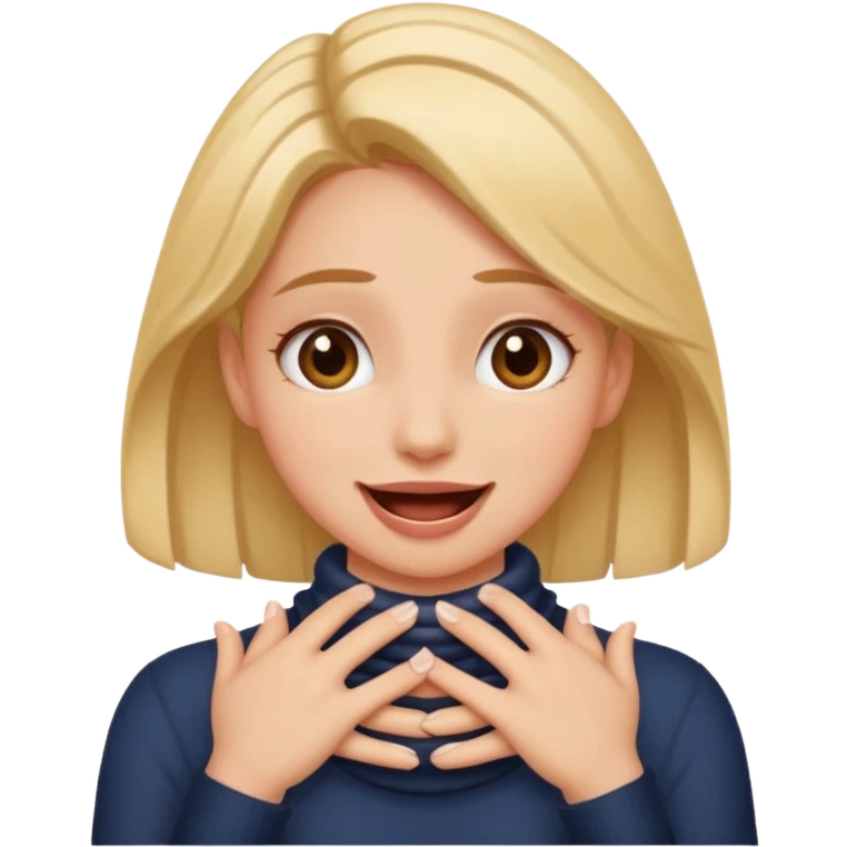 girl joking putting her hands around her neck emoji