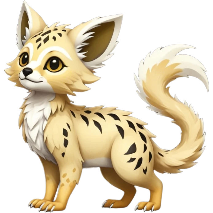 Epic Feral Rare Fantasy shiny cool fluffy Vernid-Trico-species-hybrid-animal by LiLaiRa, random markings, full body emoji
