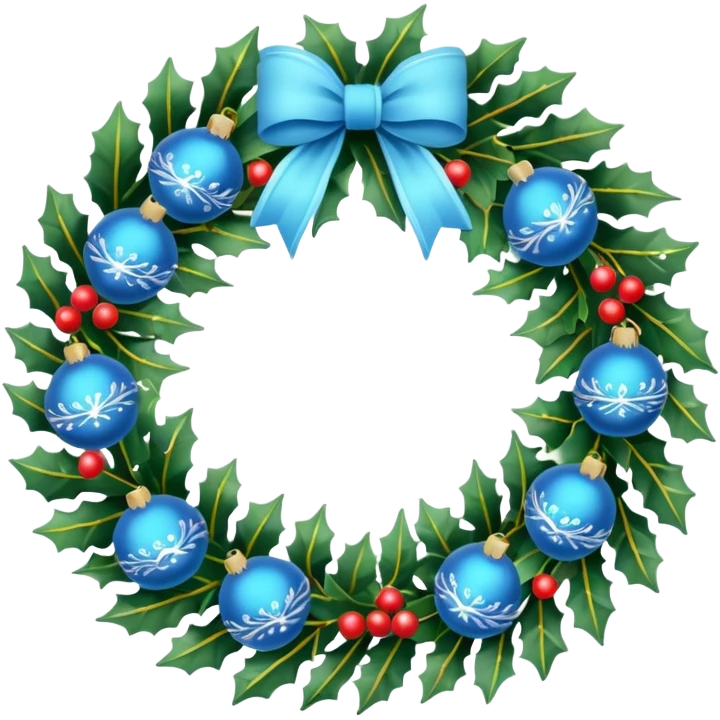 simple Christmas wreath with light blue details emoji