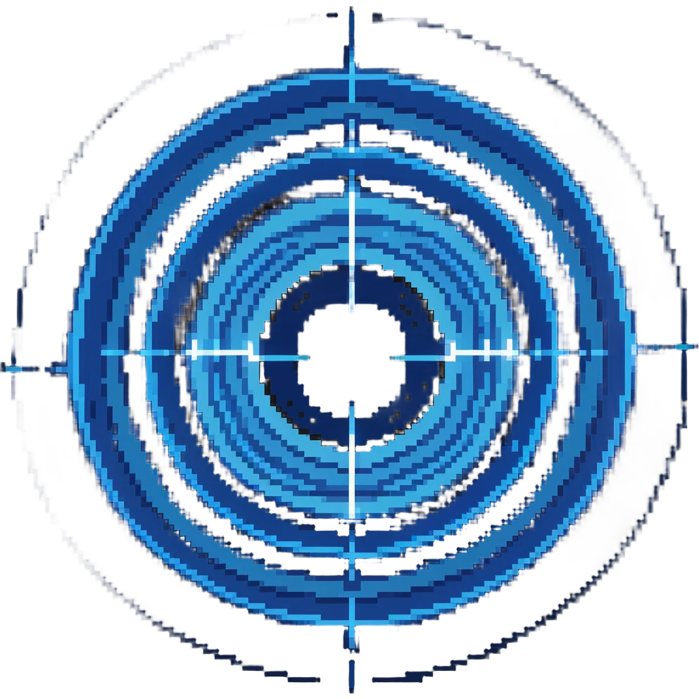 Glowing blue orb with expanding circles, color #3b82f6 with lighter glow, concentric circles pattern, expansion indicator, subtle energy effect, 32x32 pixels emoji