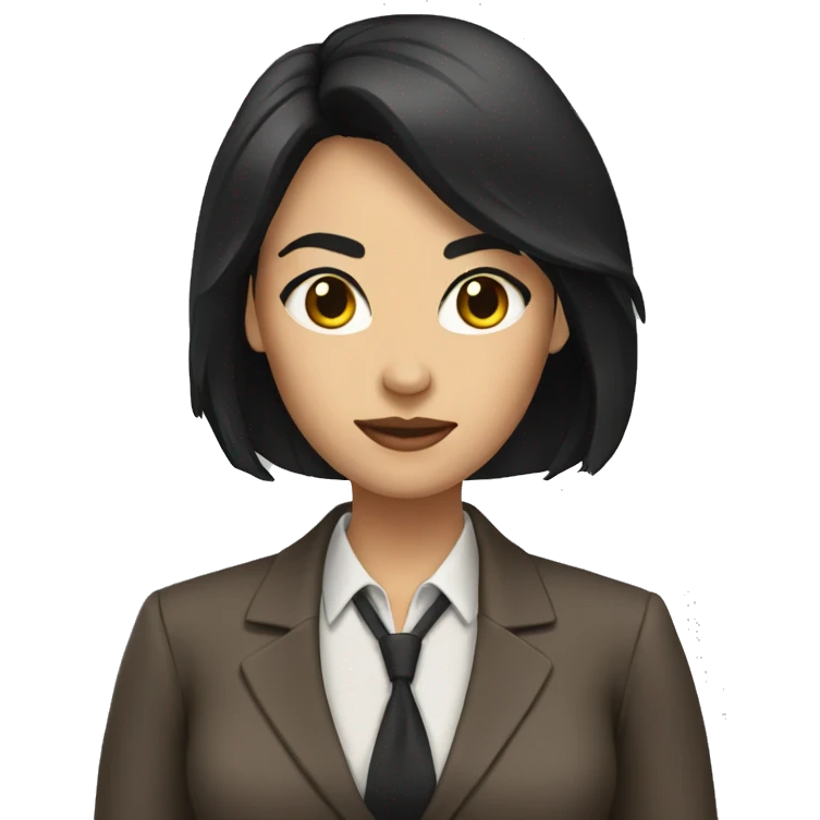 Female defense attorney with long black hair with brown suit emoji