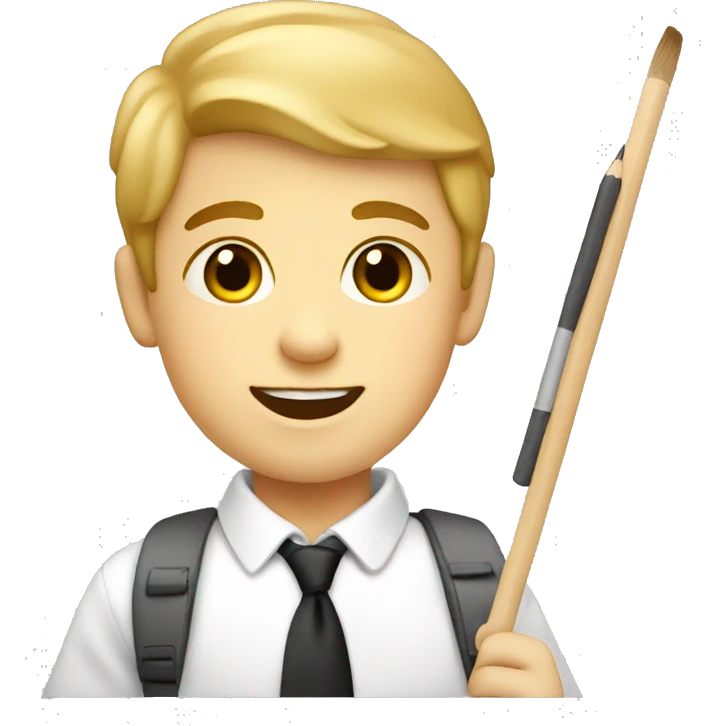 white schoolboy with palette, draws emoji