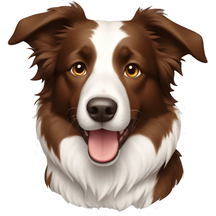 Brown and white border collie emoji