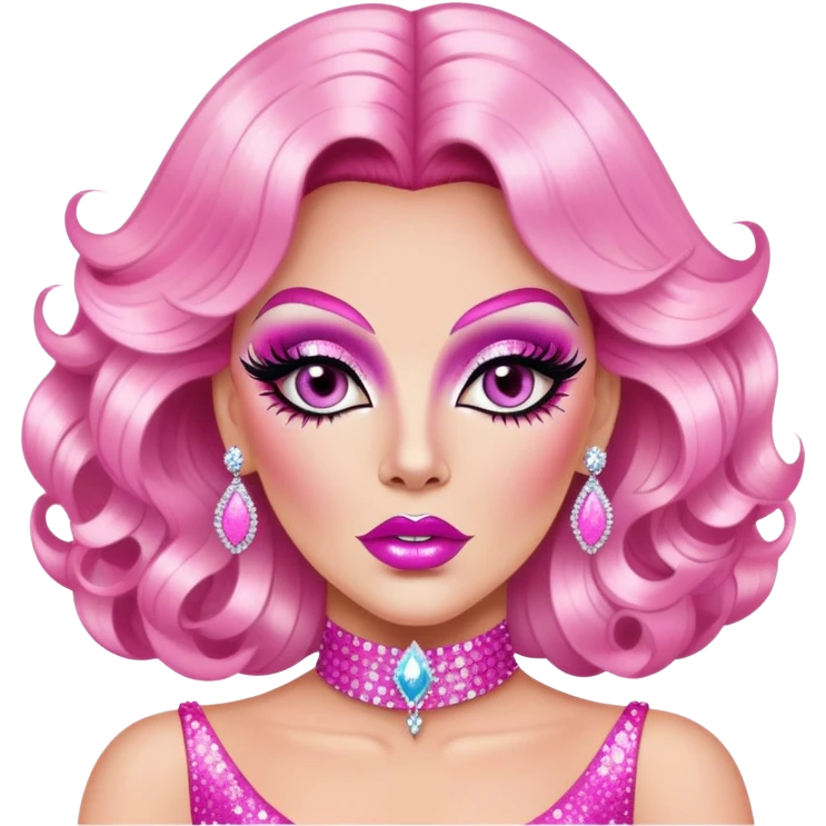 ethereal print pink drag queen glitter sparkles babe girl makeup diva brat emoji