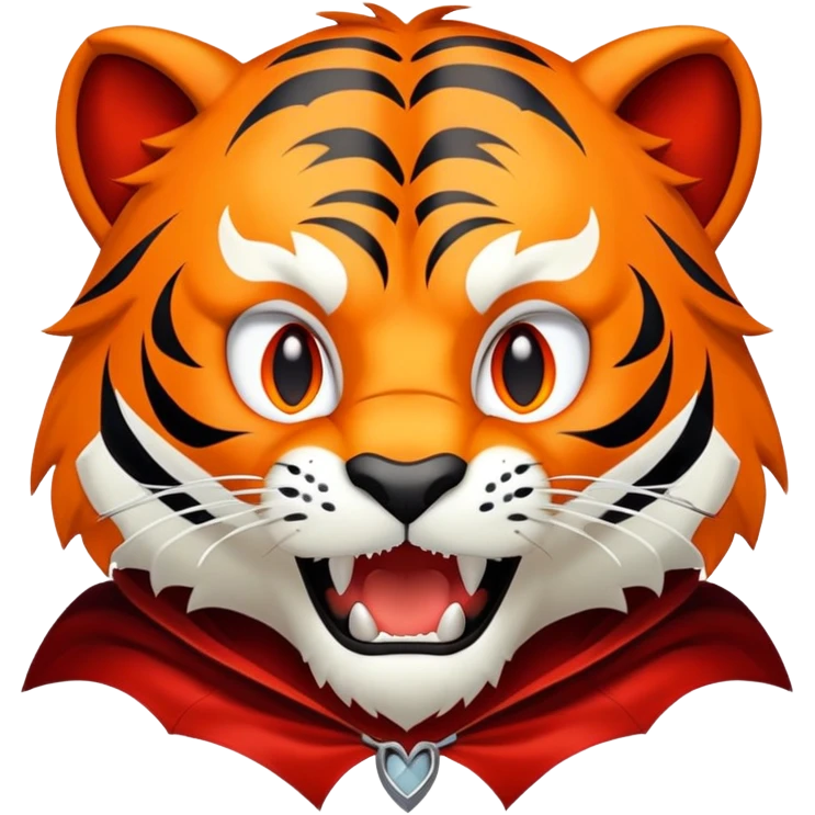 Vampire tiger count dracula with cape and fangs emoji