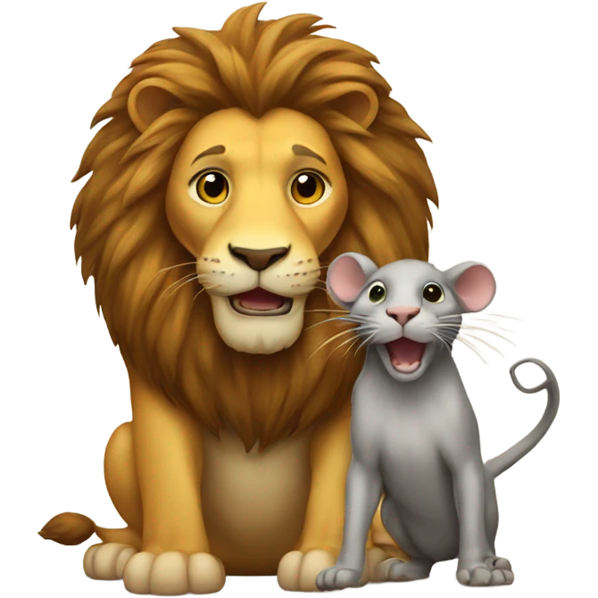 Lion holding a rat  emoji
