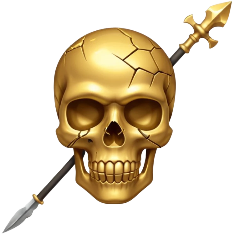 broken gold skull by a spear emoji
