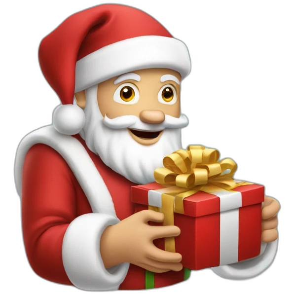 Père Noël avec un cadeau emoji