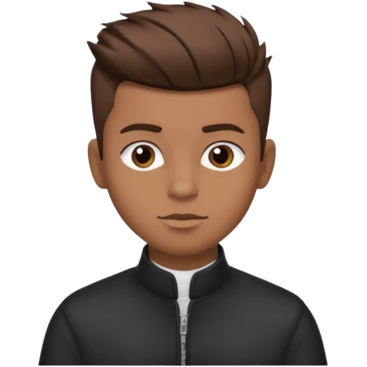 create a fringe haircut boy with a brown hair with hair little up more looking like quiff hairstyle but its going straight not on sides emoji