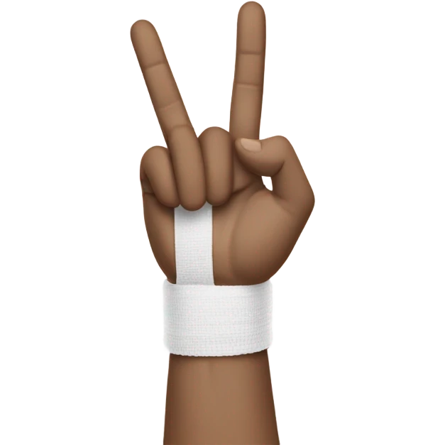 emoji hand gesture resembling "I Love You" in sign language, with a white bandage or wrapping around the hand emoji