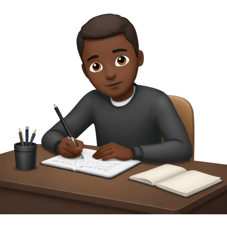 black man writing at a desk emoji