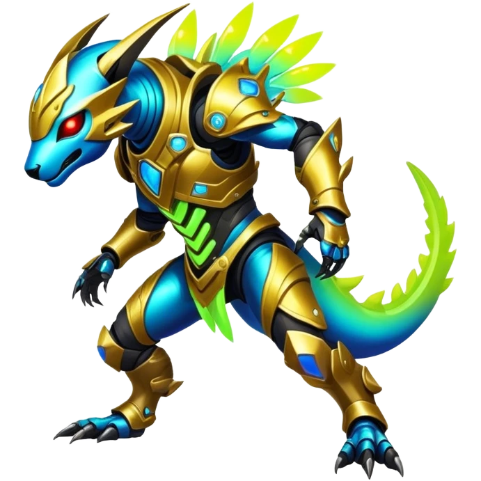 Shiny Epic Edgy Cool Colorful Vibrant Modern Vernid-Protogen-creature-animal, full body emoji