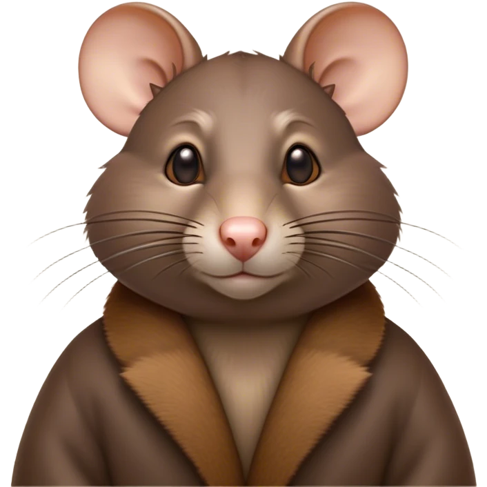 Cinematic Noble Brown Rat Portrait Emoji, Poised and alert, with a sleek, agile build and a smooth, well-groomed coat of warm brown fur, beady, determined eyes, Simplified yet sharp and sophisticated features, highly detailed, glowing with a soft, dignified glow, high shine, intelligent and resourceful, stylized with an air of urban savvy, focused and attentive, soft glowing outline, capturing the essence of a watchful and confident rat that feels as though it could scurry out of the screen with effortless authority! emoji