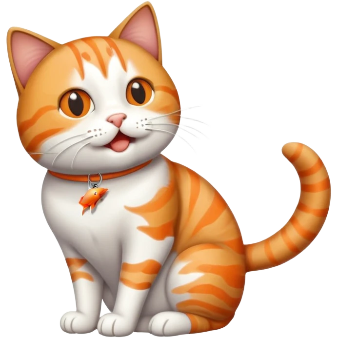 cat full body sitting with fish in mouth playful emoji