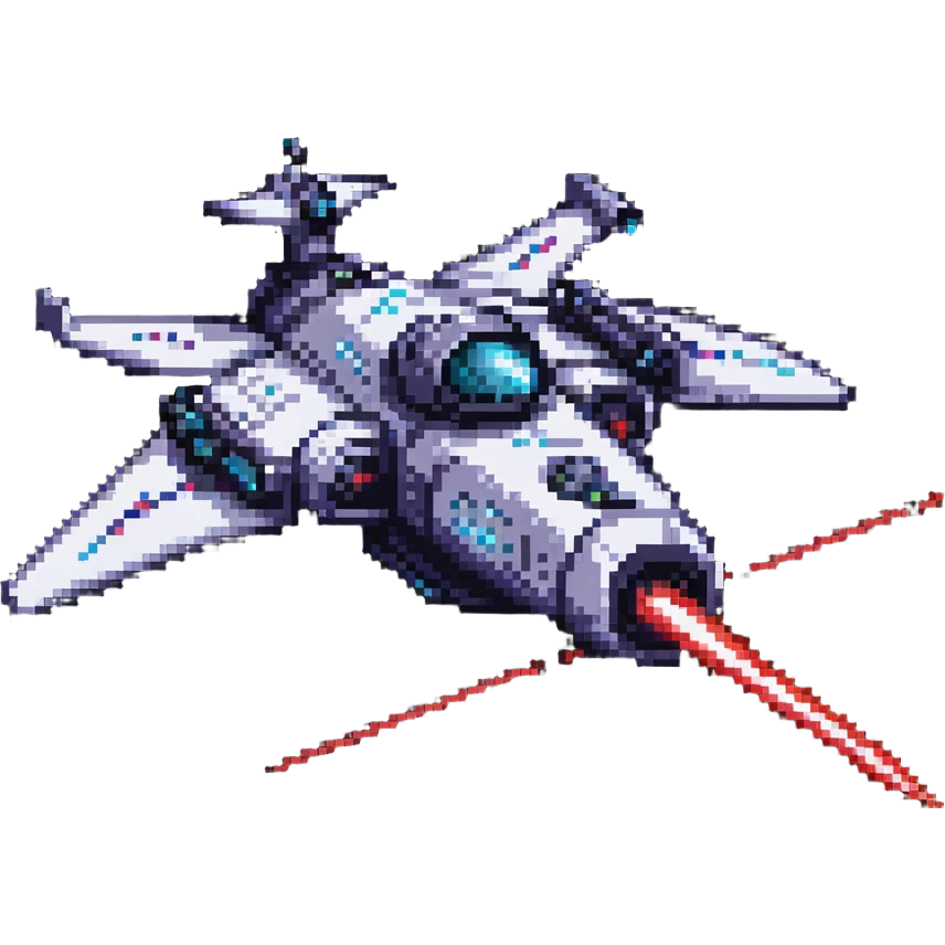 Retro-futuristic space cruiser with laser cannons emoji