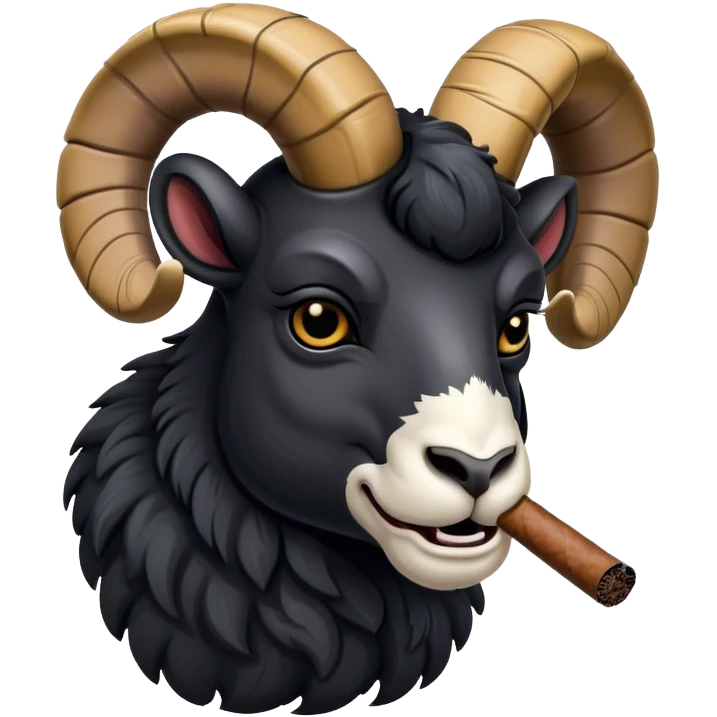 Big Black ram head smoking cigar emoji