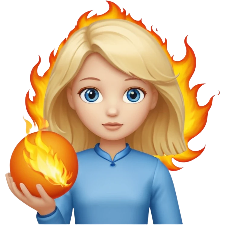 Faça uma boneca jogando carimba, em que a bola que ela está segurando está queimando emoji