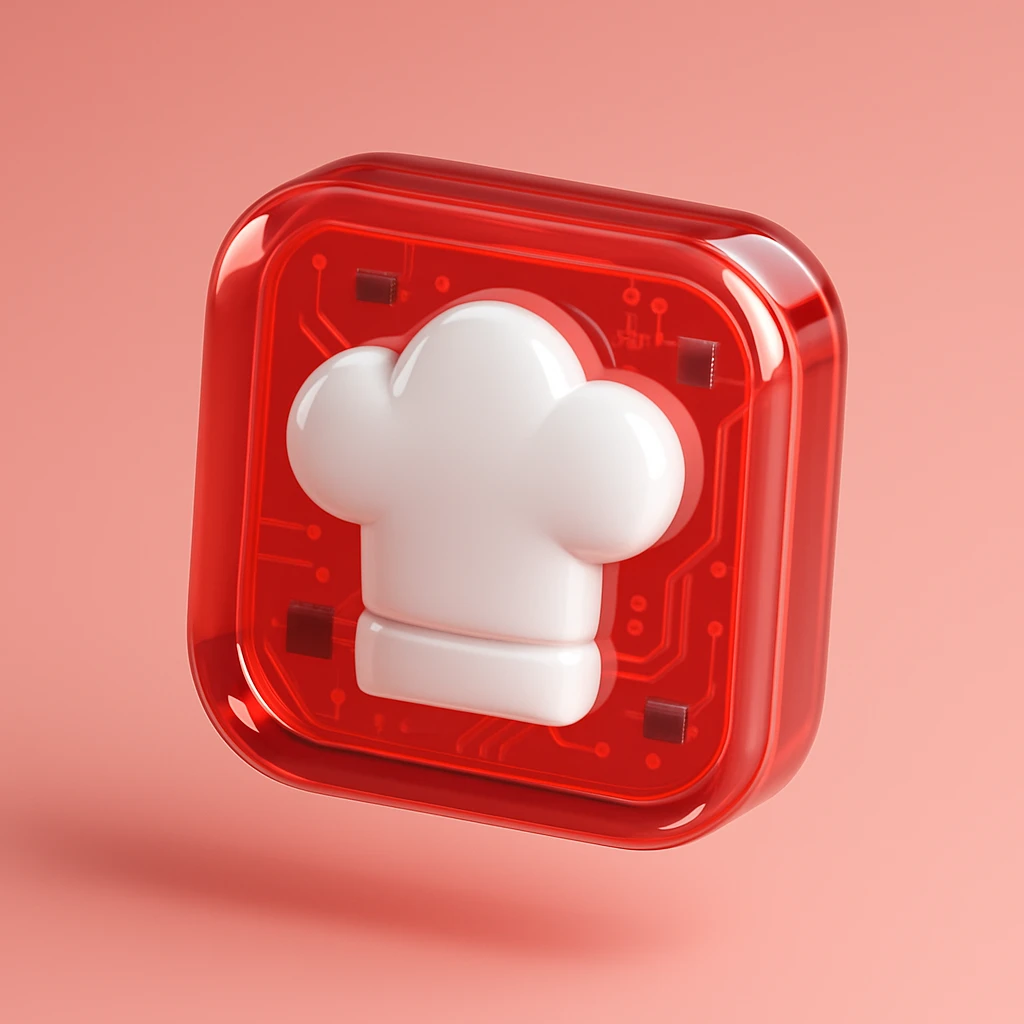 Chef hat white in the conter, red background  emoji